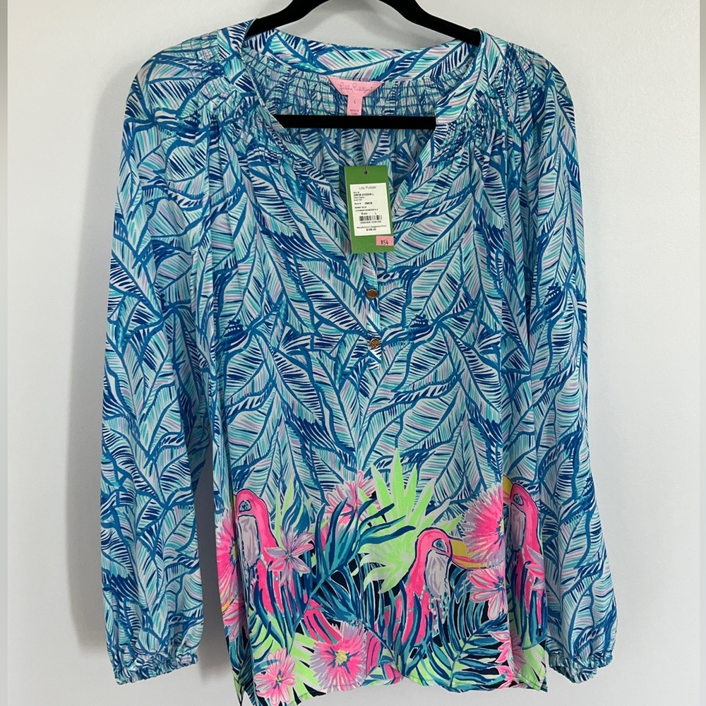 Lilly Pulitzer NWT size L Elsa in Bennet Blue Let’s Mango